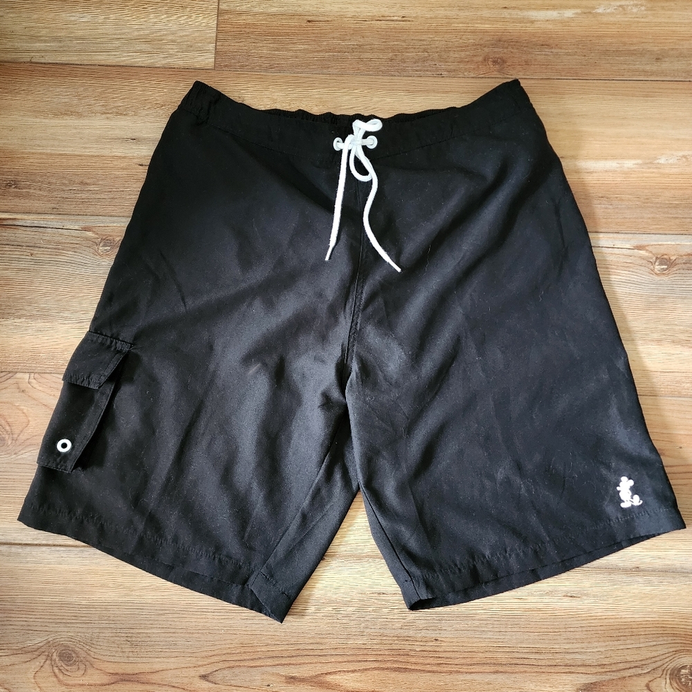 Disney Parks Mickey Mouse Swim Trunks Mens M Black 9"